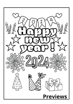 Happy new year preschool coloring pages. by Teaching By Tefo | TPT