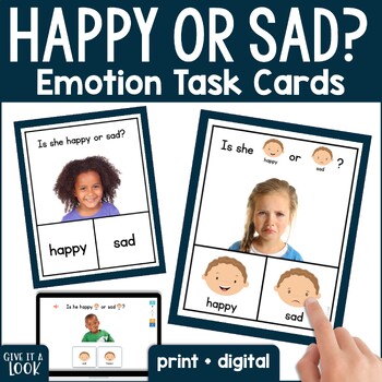 Preview of Identifying Feelings and Emotions: Task Cards With Pictures: Digital & Printable