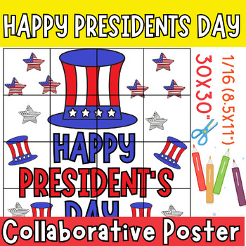 Preview of Happy presidents day collaborative coloring poster, president's day board craft