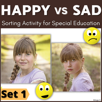 Preview of Happy and Sad Faces Sorting Activity Special Ed Autism Social Skills Set 1