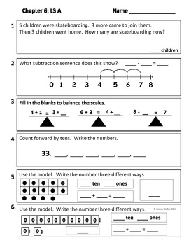 Harcourt Go Math Common Core Daily Spiral Review for 1st Grade - Chapter 6