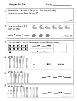 Harcourt Go Math Common Core Daily Spiral Review for 1st Grade - Chapter 6