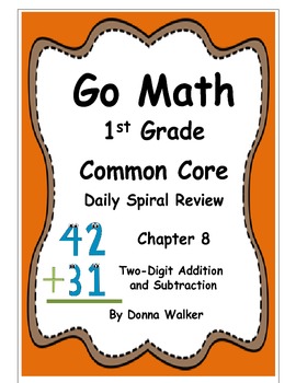 Preview of Harcourt Go Math Common Core Daily Spiral Review for 1st Grade - Chapter 8