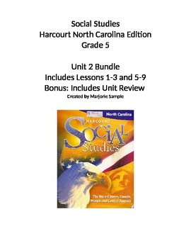 Preview of Harcourt NC 5th Grade Social Studies Unit 2 Bundle