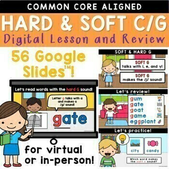 Preview of Hard C, Hard G, Soft C, and Soft G Google Slides™ Mini Lesson Phonics Practice
