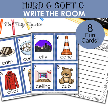 Hard C Soft C Words Write the Room by Pink Posy Paperie | TpT
