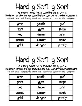 hard g soft g sort freebie by mrs holmes in second tpt