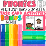Hard G or Soft G Phonics Task Card Activity Centers Scoot 