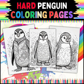 Hard Penguin Coloring Pages: A Fun Challenge for All Ages | TPT