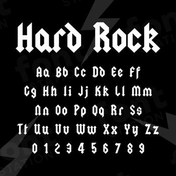 Preview of Hard Rock Font | Guitar Music Letters | FontStation