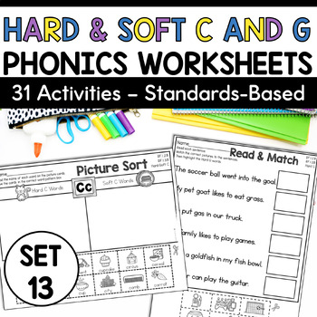 Preview of Hard and Soft C and G Worksheets and Word Sorts  - Phonics Worksheets