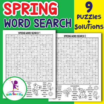 Preview of Hard Spring Word Search (200 Words) Puzzles, April Worksheet Activity Vocabulary
