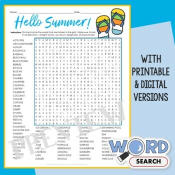 hard summer word search puzzle june july august activity vocabulary worksheets