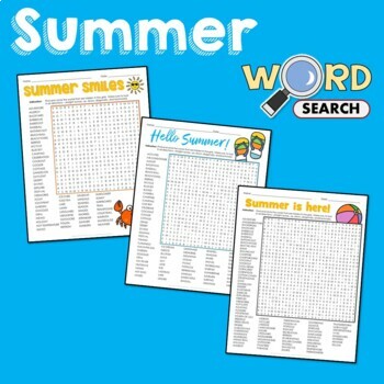 Preview of Hard Summer Word Search Puzzle June July August Activity Vocabulary Worksheets