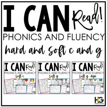 Preview of Hard and Soft C and G Phonics, Fluency, Comprehension | I Can Read Bundle