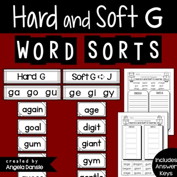 Hard and Soft G Word Sorts by Angela Dansie | Teachers Pay Teachers