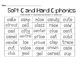 Hard/Soft "c" and Hard/Soft "g" phonics pack by A Cate | TpT
