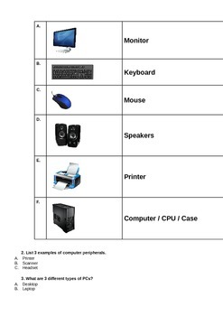 Hardware / Software Identification Worksheet by Amelia Kline | TpT