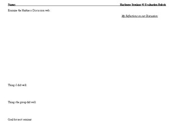 Preview of Harkness or Socratic Seminar Rubric