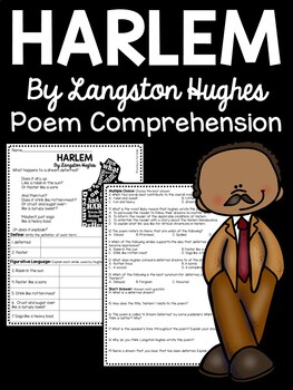 Preview of Harlem A Dream Deferred by Langston Hughes Poem Reading Comprehension Worksheet