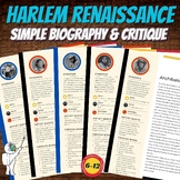 Harlem Renaissance Biography Sheets Packet, Critique, Midd