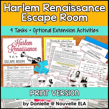 Preview of Harlem Renaissance Introduction Escape Room (paper) - Black History Month