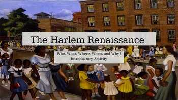 Preview of Harlem Renaissance, Introductory and Close Read Activity.