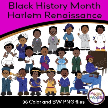 Preview of Harlem Renaissance Leaders: Black History Month Clip Art