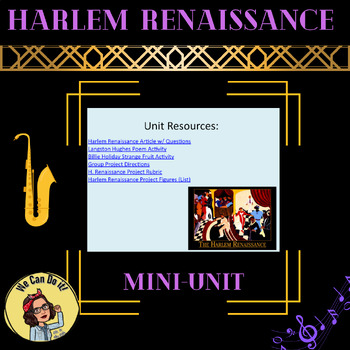 Preview of Harlem Renaissance Literary Movement Mini-Unit