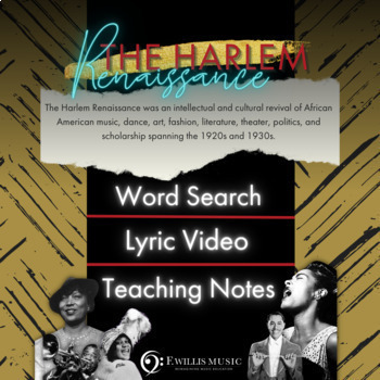 Preview of Harlem Renaissance Song, Lyric Video, and Word Search