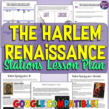 Preview of Harlem Renaissance Stations Lesson Activity: Readings, Worksheets, & More