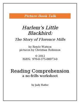 Preview of Harlem's Little Blackbird: Reading Comprehension
