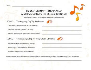 Preview of Harmonizing Thanksgiving: A Melodic Activity for Musical Gratitude
