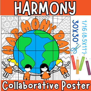 Preview of Harmony Day  Activities Coloring Bulletin Board Collaborative Poster