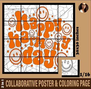 Preview of Harmony Day Coloring Collaborative Poster activity Bulletin Board