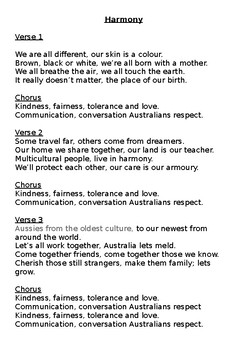 Preview of Harmony Day Song Lyrics