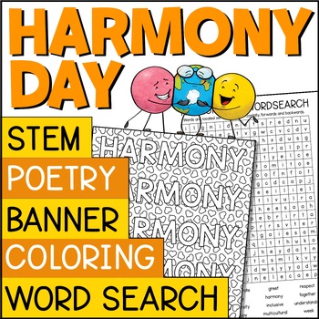 Preview of Harmony Day & Week 2024 Activities - Coloring, Word Search, Poetry, STEM Design