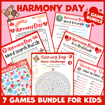 Preview of Harmony Day icebreaker game BUNDLE main ideas activity independent work middle