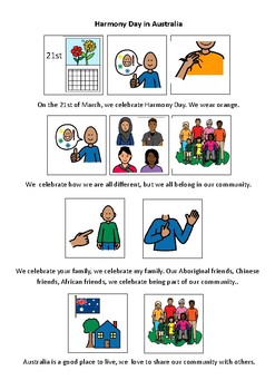 Preview of Harmony Day in Australia ~ Social Story FREE~