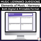 Harmony Elements of Music Listening Questions for Song Ana
