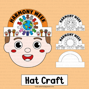 Preview of Harmony Week Hat Craft Australia Activities Crown Headband Writing Kindergarten