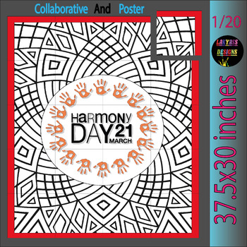 Preview of Harmony Day Collaborative Coloring Poster Bulletin Board |Everyone Belongs