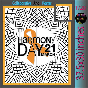 Preview of Harmony Day Collaborative Coloring Poster Bulletin Board |Everyone Belongs