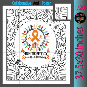 Preview of Harmony Day Collaborative Coloring Poster Bulletin Board |Everyone Belongs