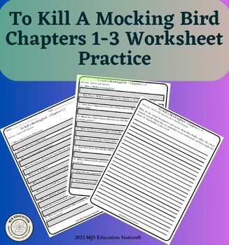 Preview of Harper Lee's To Kill A Mockingbird Chapters 1-3 Practice Worksheet