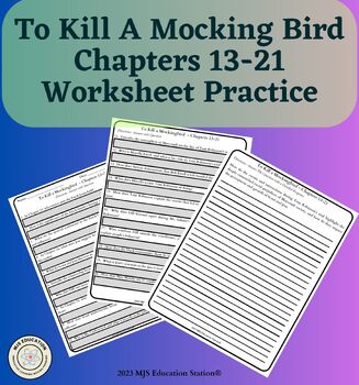 Preview of Harper Lee's To Kill A Mockingbird Chapters 13-21 Practice Worksheet