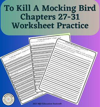 Preview of Harper Lee's To Kill A Mockingbird Chapters 27-31 Practice Worksheet