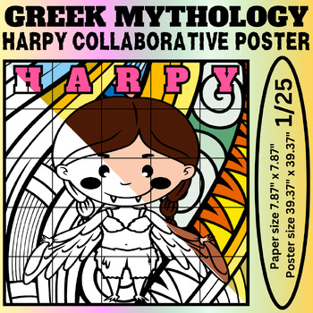 Preview of Harpy Collaborative Coloring Poster: Explore Greek Mythology Together