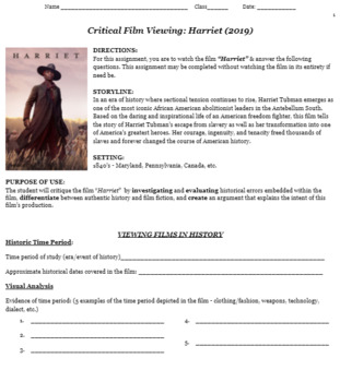 Preview of Harriet - Movie Guide (film assignment & review - US HISTORY IN FILM)