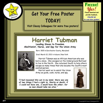 Preview of Harriet Tubman Poster